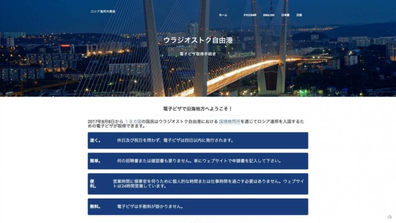 ロシア連邦外務省の電子ビザ申請画面