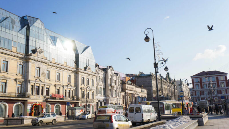 ウラジオストク中心部の街並み